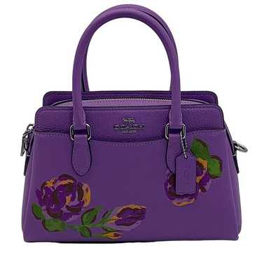 Coach Mini Darcie Purple Pebbled Leather With Rose