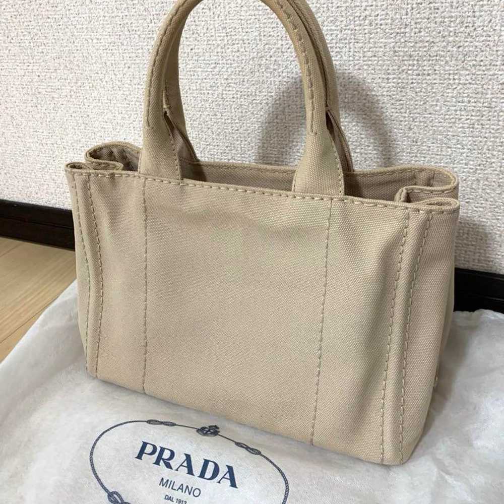 【Like New】PRADA Canapa Tote Bag Beige - image 2