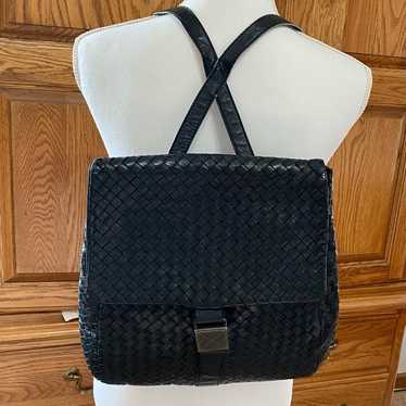 Bottega Veneta Intreciatto Black Leather Backpack 