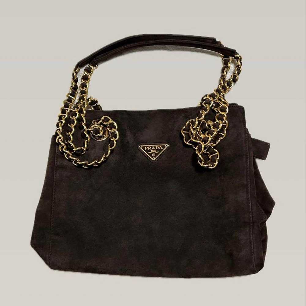 PRADA Gold Chain Shoulder Bag Suede - image 1