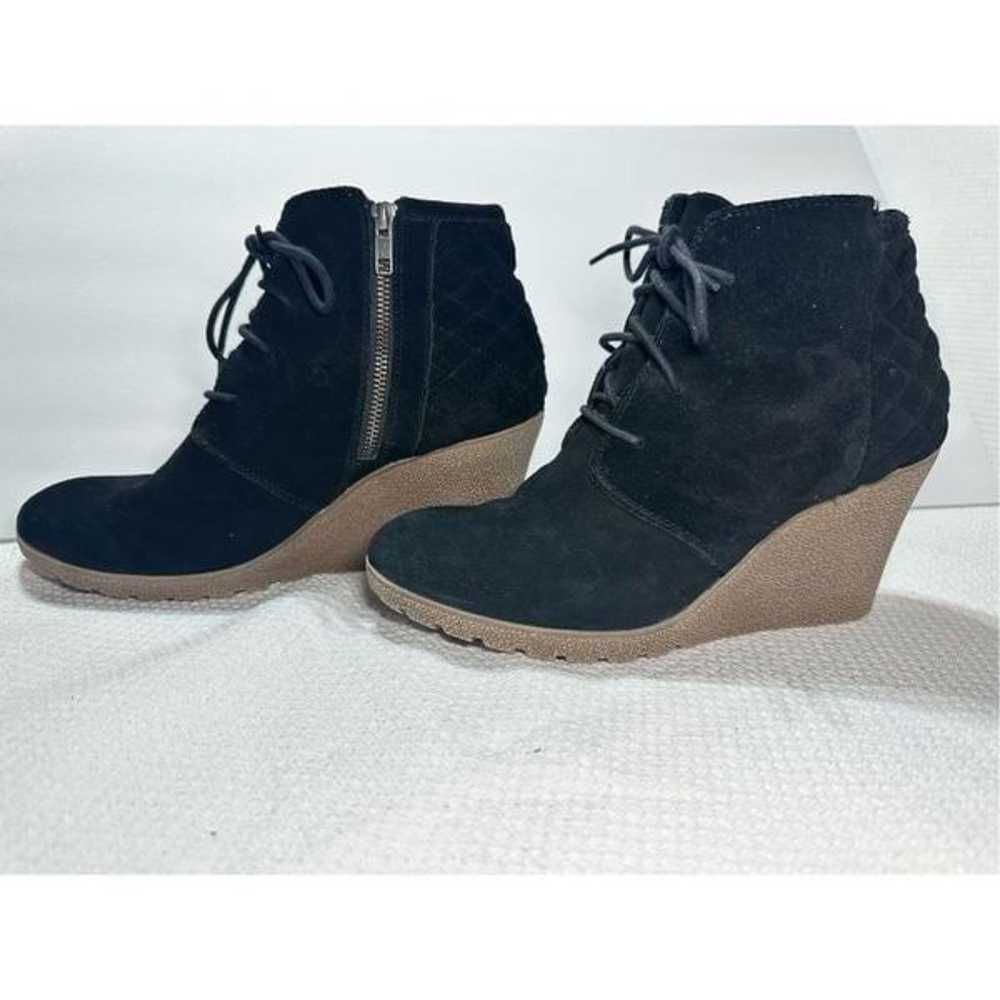 Mia black suede wedge heeled booties size 11 - image 4