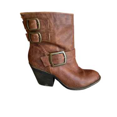 Lucky Brand Edgy buckle heeled ankle boots 7