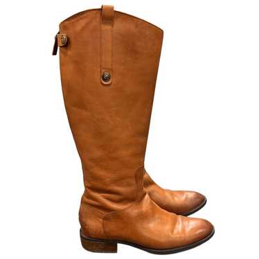 Brown leather knee high boots