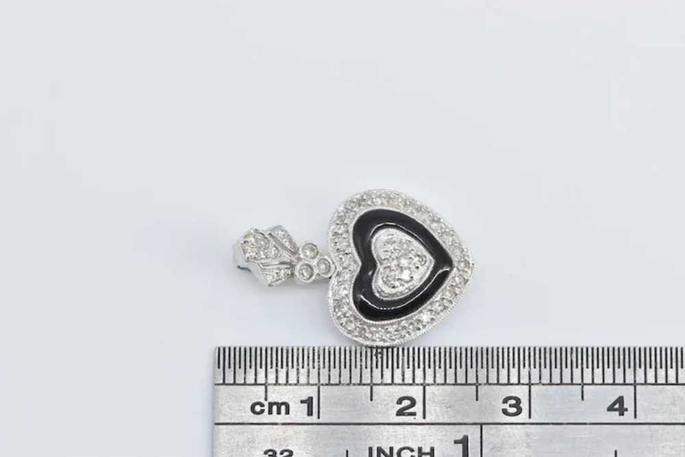 14K Pave Diamond Encrusted Black Enamel Heart Pen… - image 4