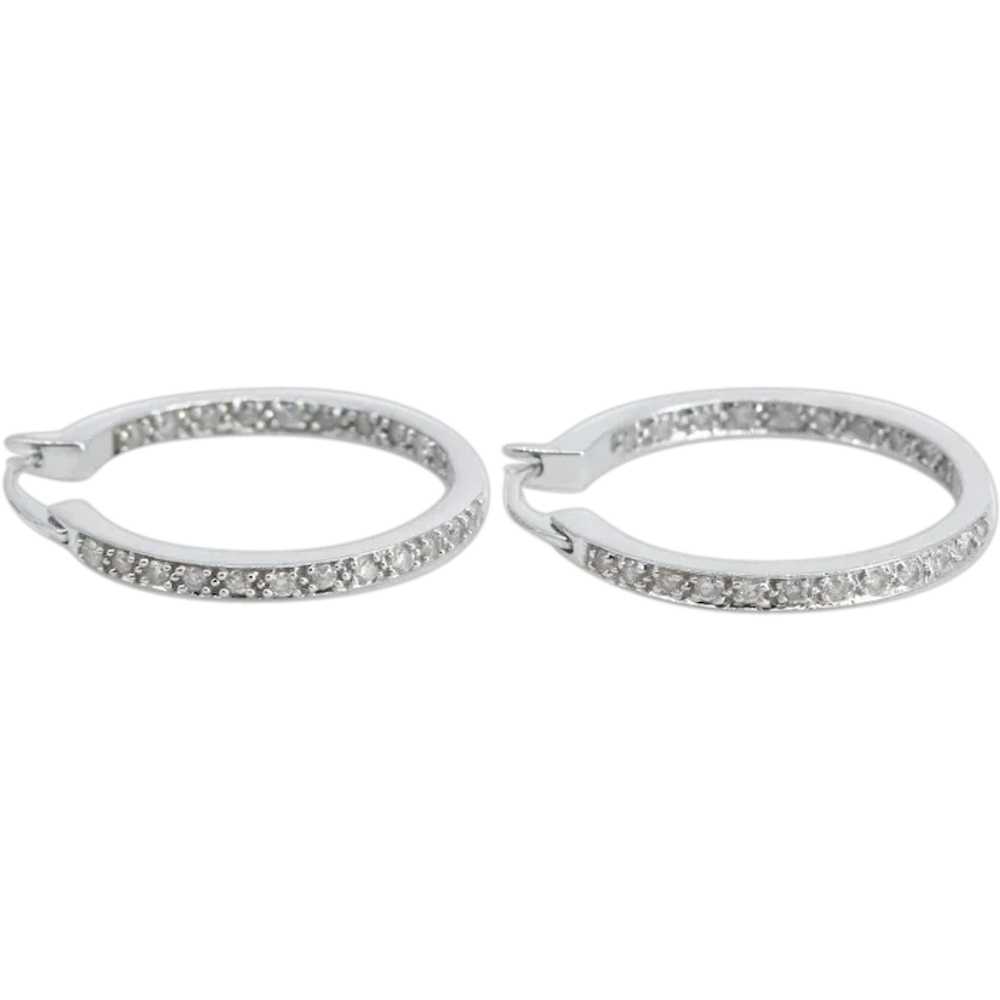 14K 0.25 Ctw Diamond Classic Hoop Fashion Earring… - image 1