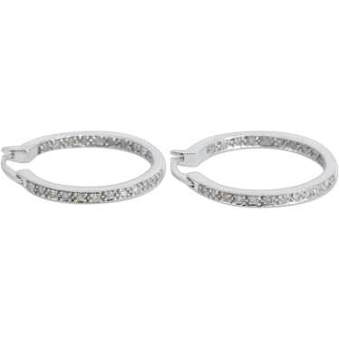 14K 0.25 Ctw Diamond Classic Hoop Fashion Earring… - image 1