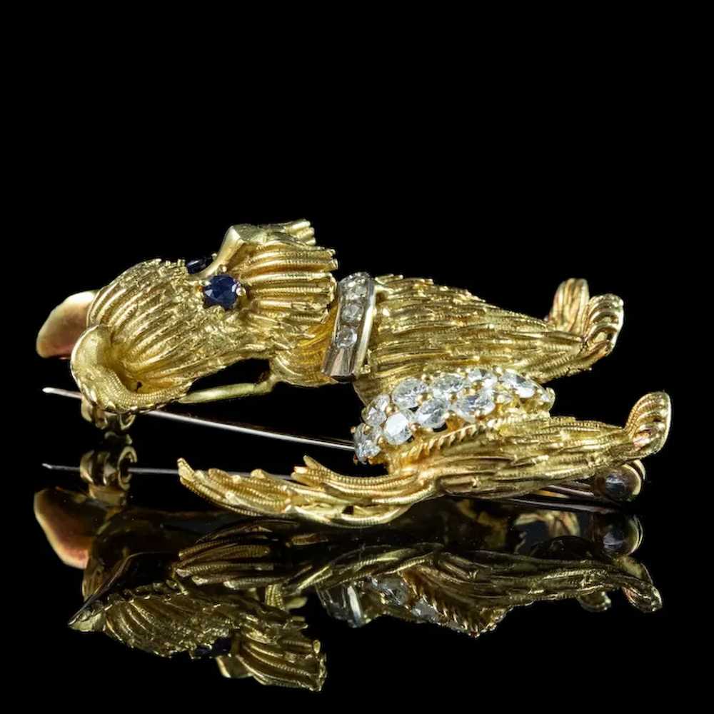 Vintage Diamond Sapphire Dog Brooch 18ct Gold Dat… - image 6