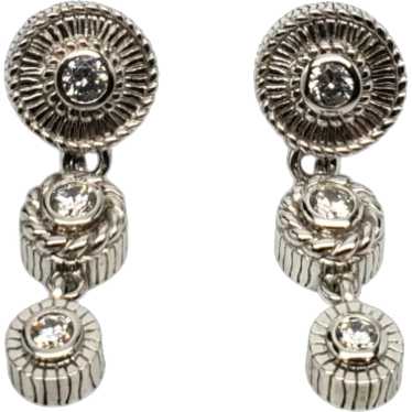 Judith Ripka Sterling Silver CZ Dangle Earrings #1