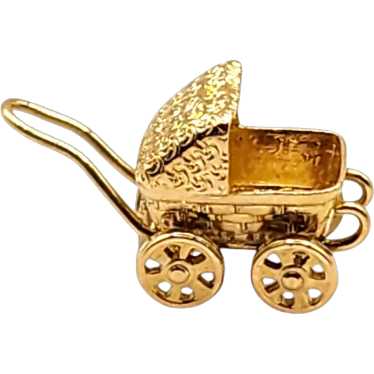 14 Karat Yellow Gold Baby Carriage Charm #19986 - image 1