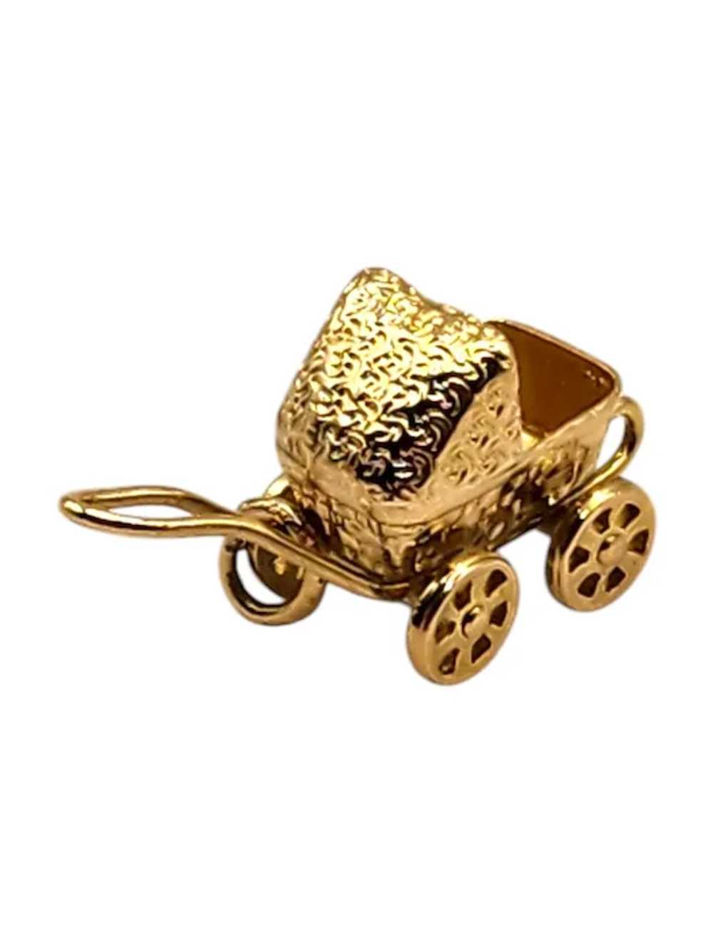 14 Karat Yellow Gold Baby Carriage Charm #19986 - image 2