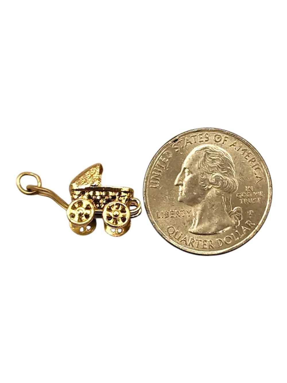 14 Karat Yellow Gold Baby Carriage Charm #19986 - image 4