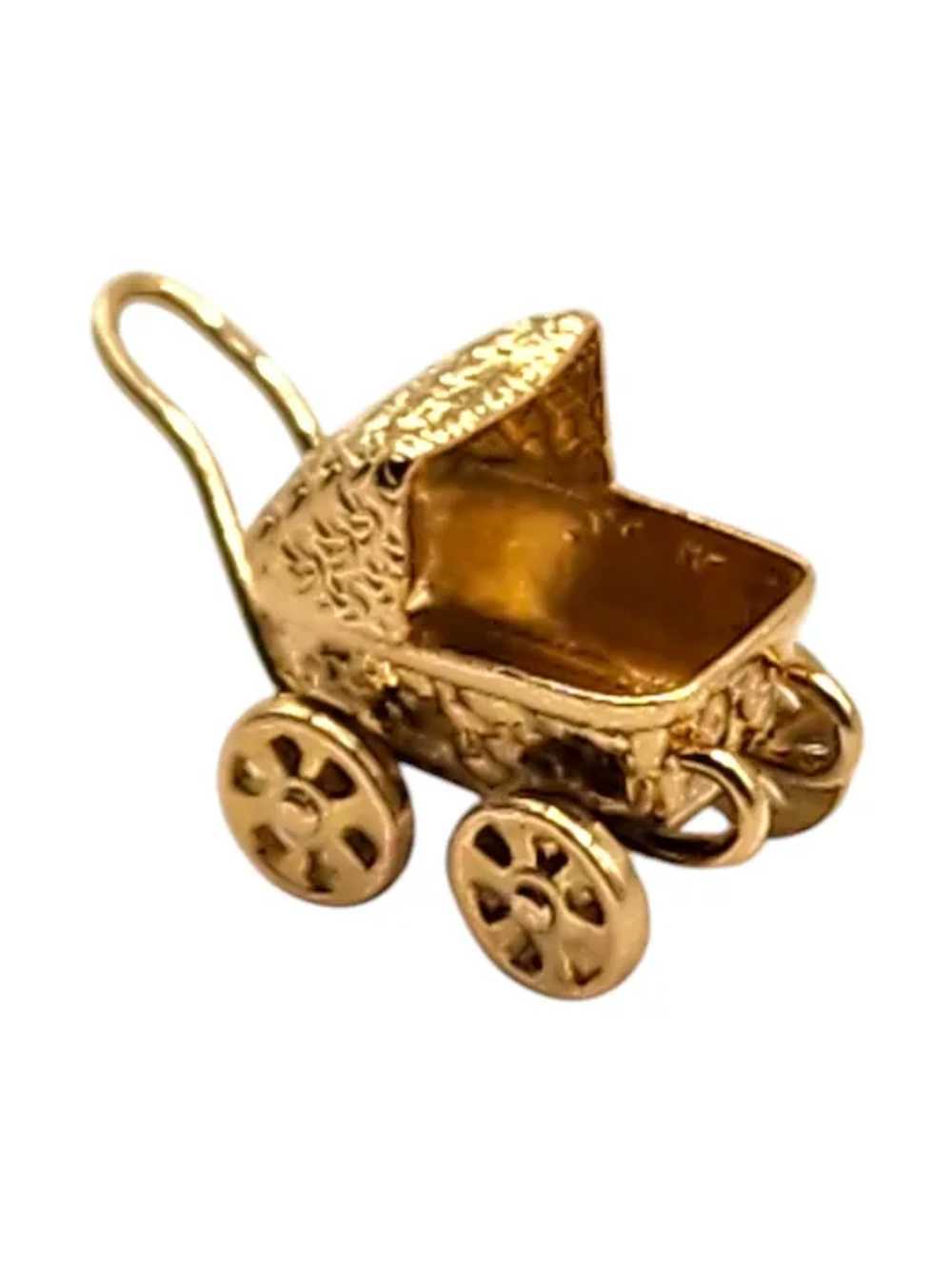 14 Karat Yellow Gold Baby Carriage Charm #19986 - image 5