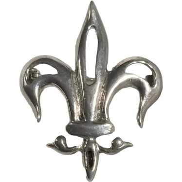 Sterling silver fleur de lis watch pin