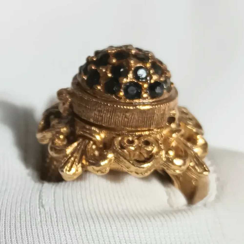 Florenza poison ring black rhinestone fleur de li… - image 10