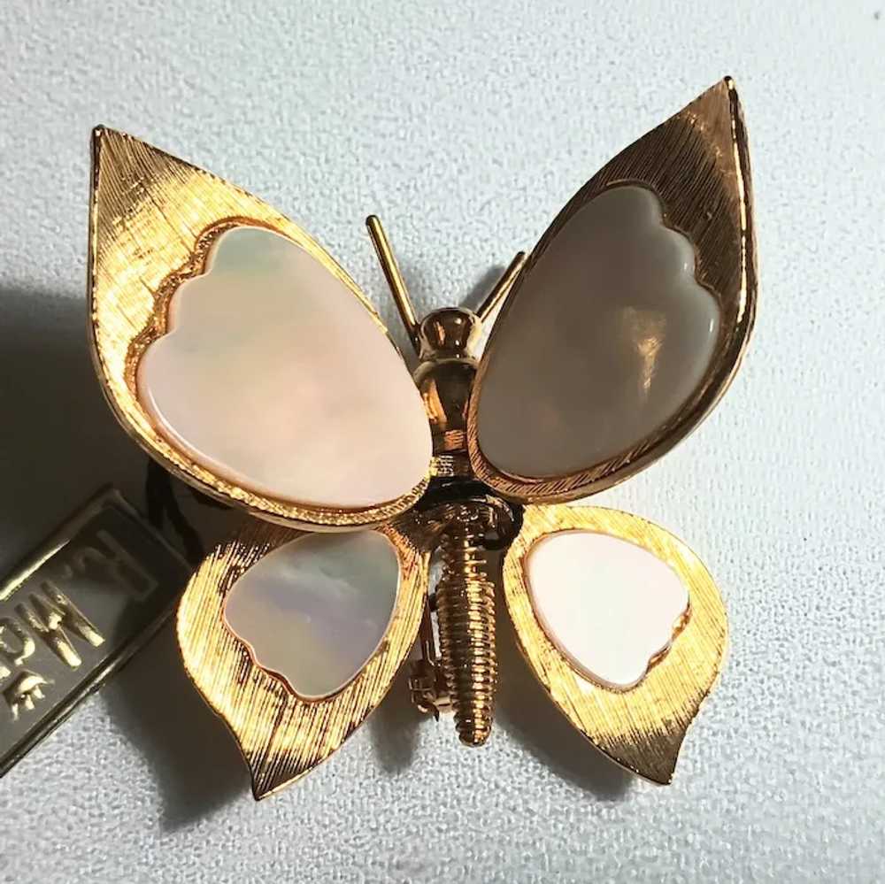 Robert Mandle posable butterfly brooch mother of … - image 2