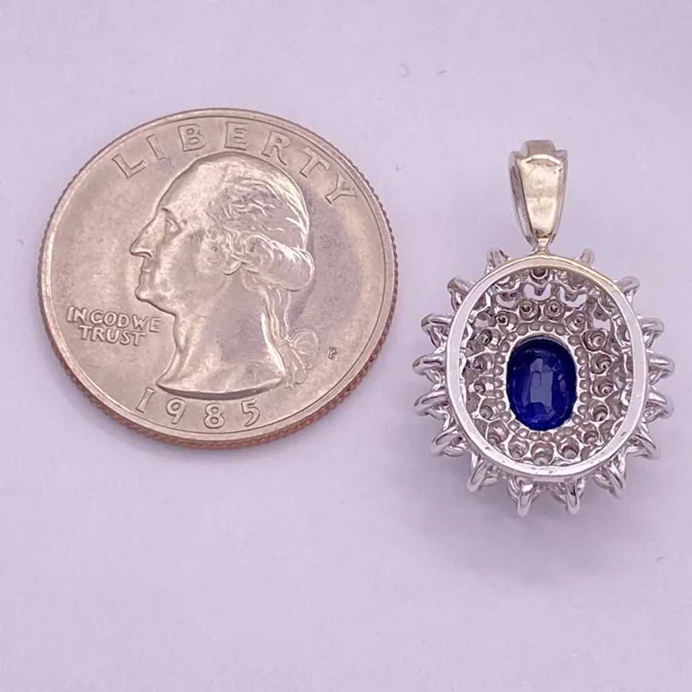 Double Diamond Halo Natural Sapphire Pendant  3.6… - image 3