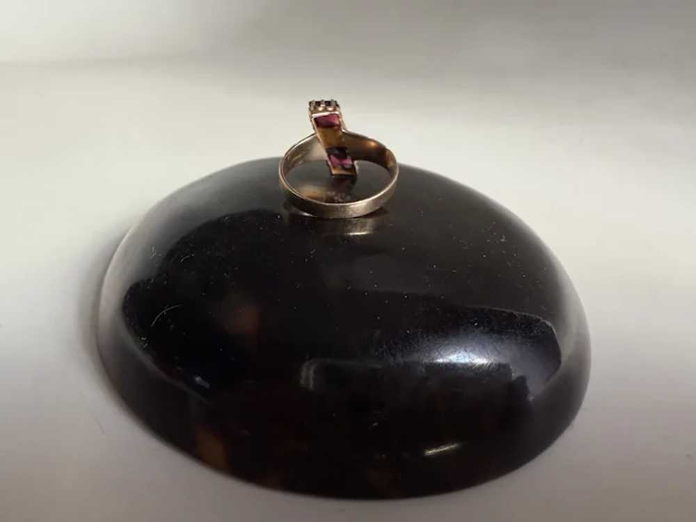 Antique Victorian 10k Gold Garnet & Seed Pearl Ri… - image 4