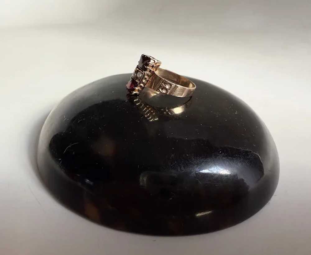 Antique Victorian 10k Gold Garnet & Seed Pearl Ri… - image 7