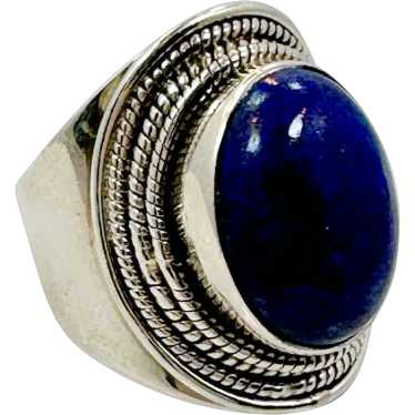 Lapis Ring, Lazuli Lazuli, Sterling Silver, Vinta… - image 1