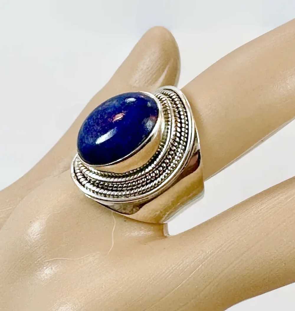 Lapis Ring, Lazuli Lazuli, Sterling Silver, Vinta… - image 2