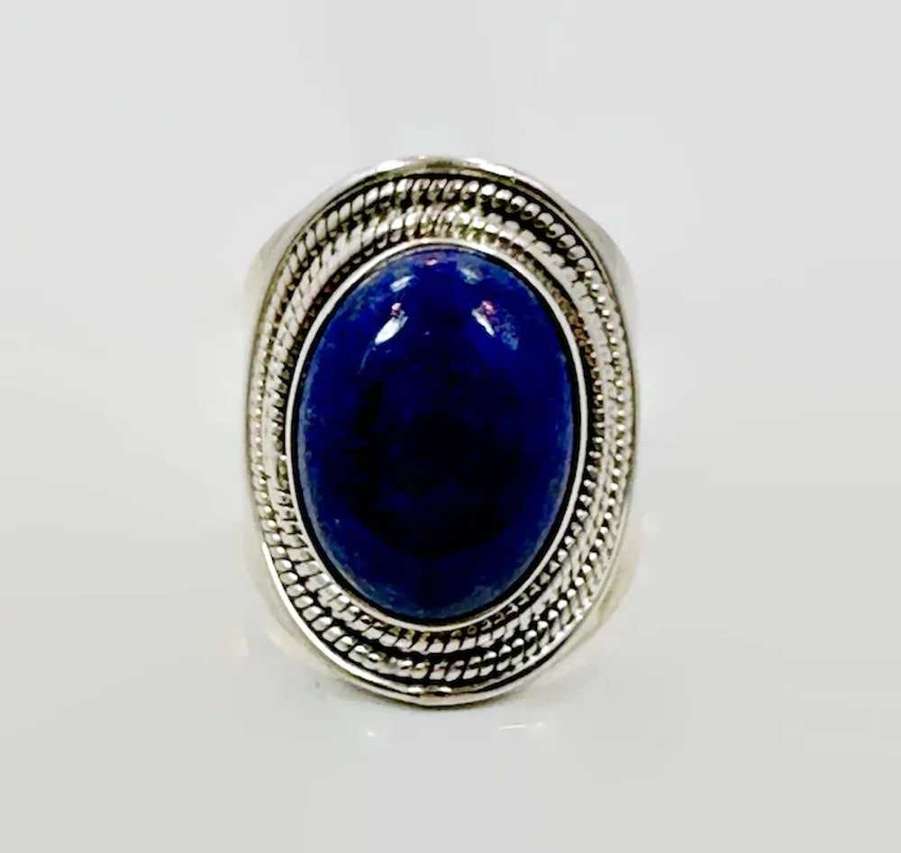 Lapis Ring, Lazuli Lazuli, Sterling Silver, Vinta… - image 4