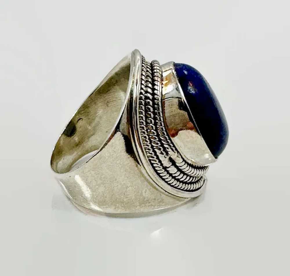 Lapis Ring, Lazuli Lazuli, Sterling Silver, Vinta… - image 5