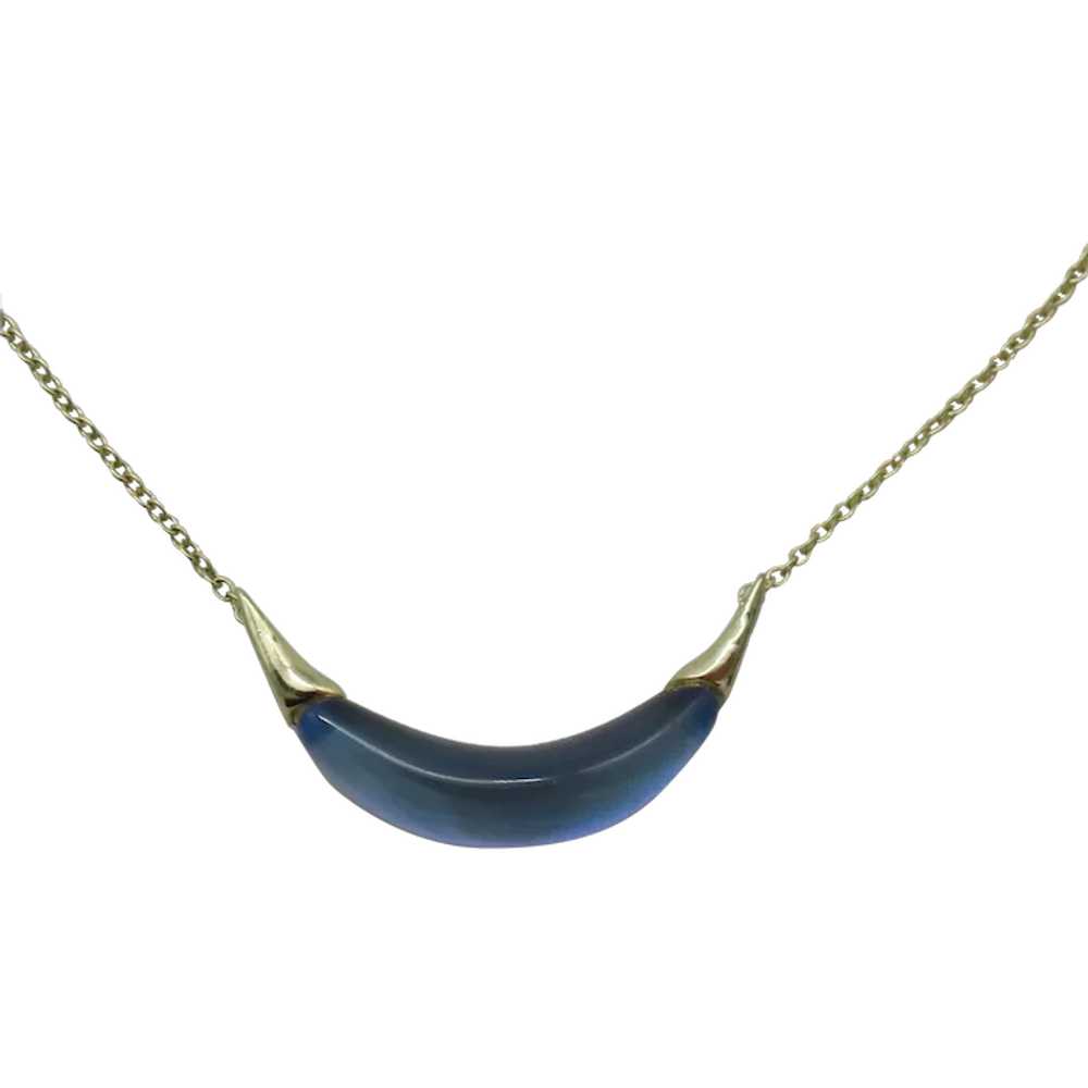 Alexis Bittar Gold Capped Blue Lucite Crescent Ne… - image 1