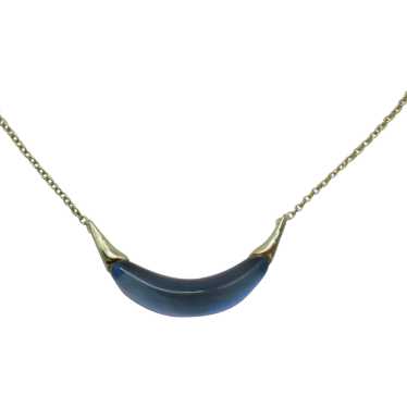 Alexis Bittar Gold Capped Blue Lucite Crescent Ne… - image 1