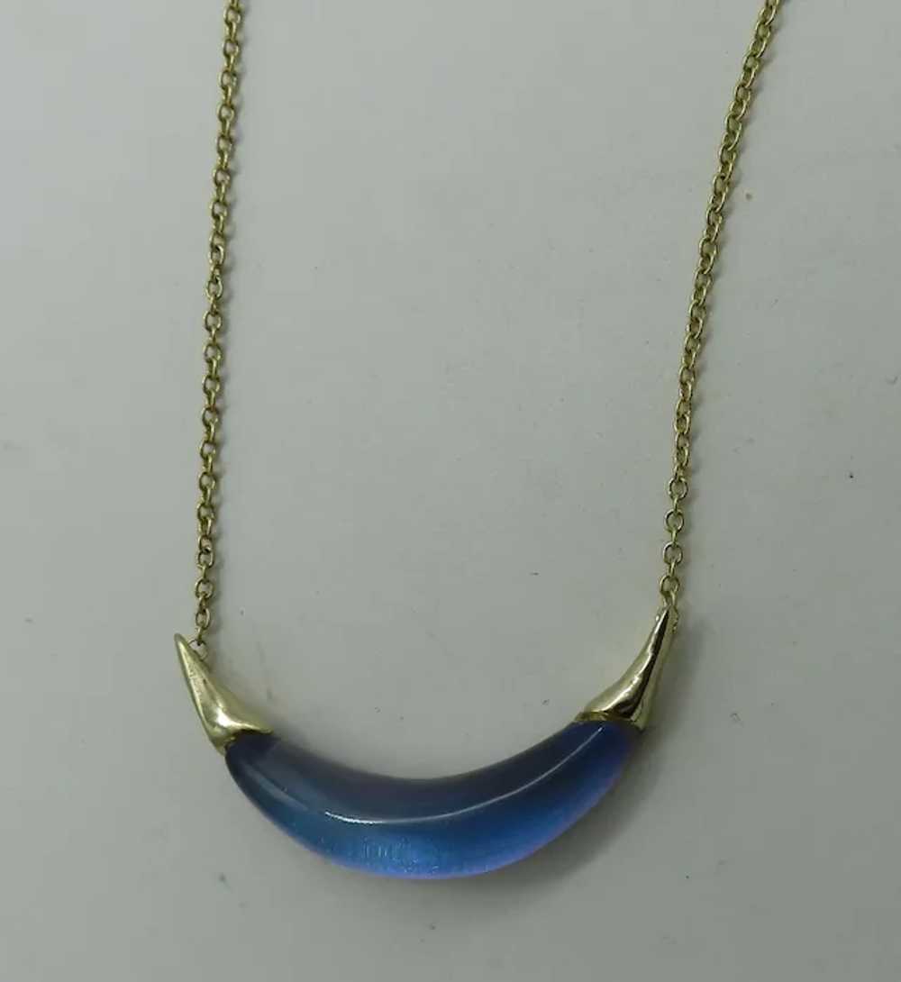 Alexis Bittar Gold Capped Blue Lucite Crescent Ne… - image 5