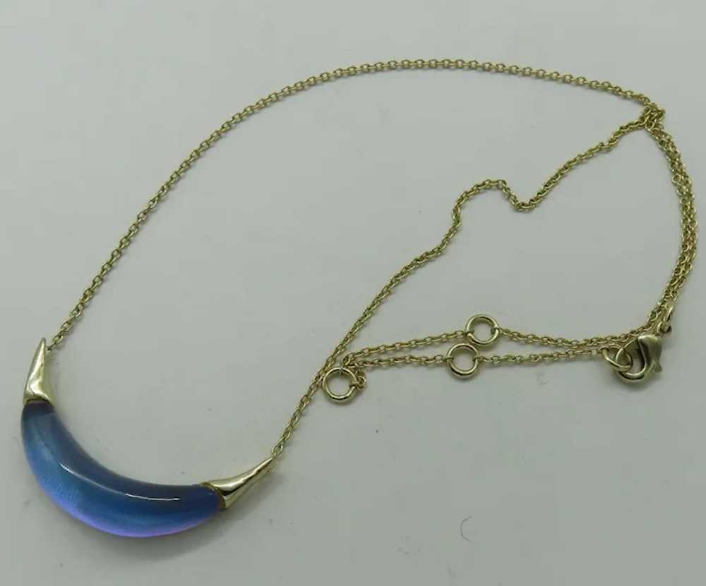 Alexis Bittar Gold Capped Blue Lucite Crescent Ne… - image 6