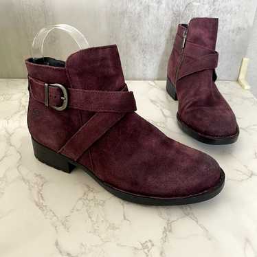 Born Trinculo Bootie Women Sz 7.5 Burgundy Distres