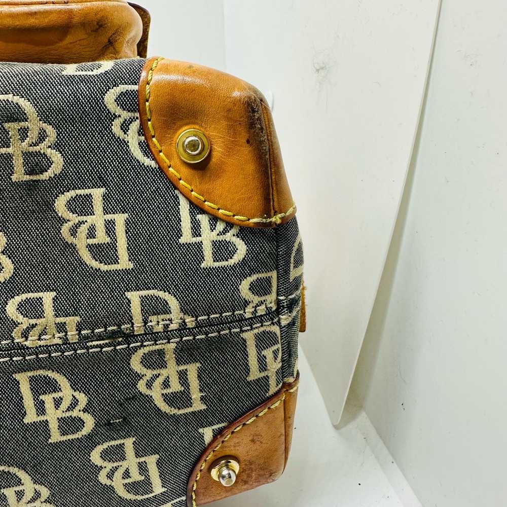 Vintage Dooney & Bourke Tan Denim Monogrammed Loc… - image 11