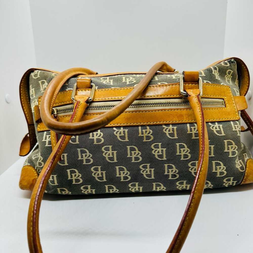 Vintage Dooney & Bourke Tan Denim Monogrammed Loc… - image 2