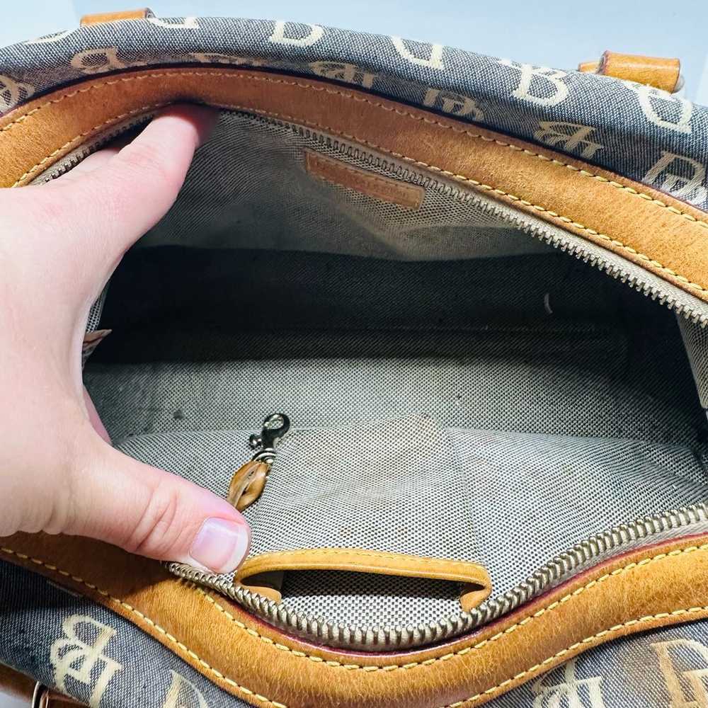 Vintage Dooney & Bourke Tan Denim Monogrammed Loc… - image 3