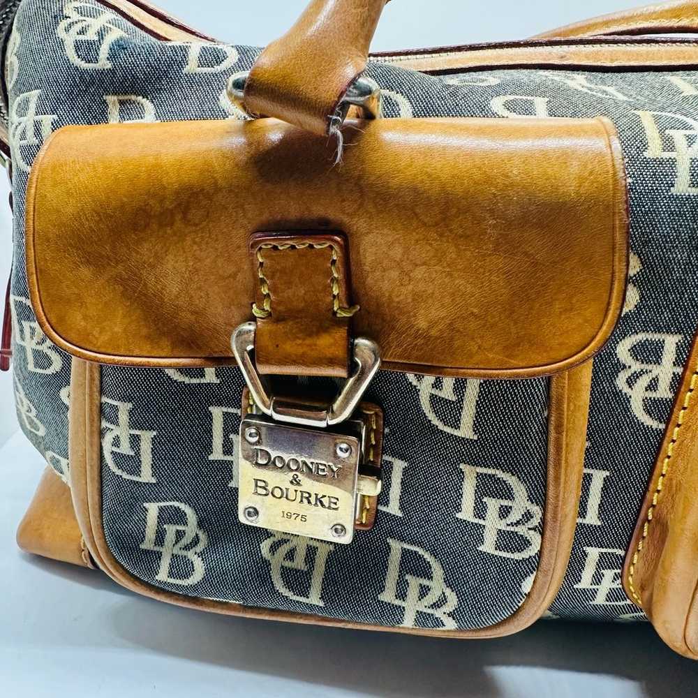 Vintage Dooney & Bourke Tan Denim Monogrammed Loc… - image 9