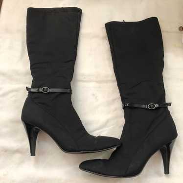 Nine west Black fitted knee-high boots buckle 3” h