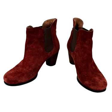 Camper Annie Boots 36 Red Suede 2.5" Stacked Wood 