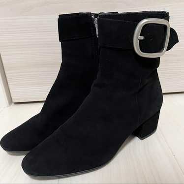 Coach boots, heel, short boots, suede, black.