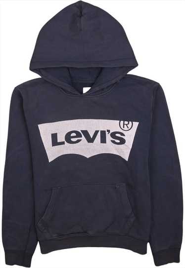 Vintage 90's Levi's Hoodie Spellout Pullover Blue… - image 1