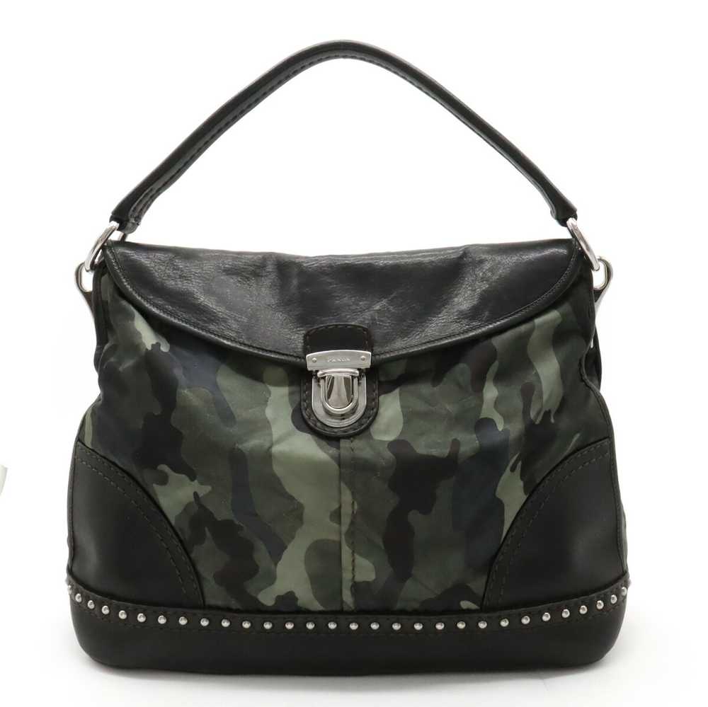 Prada Shoulder Bag One Nylon Leather Studs Camouf… - image 1