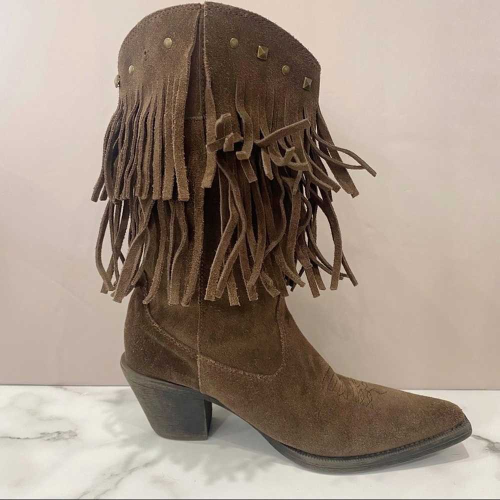 ROPER SHORT STUFF Brown Fringe Faux Suede Brown c… - image 11