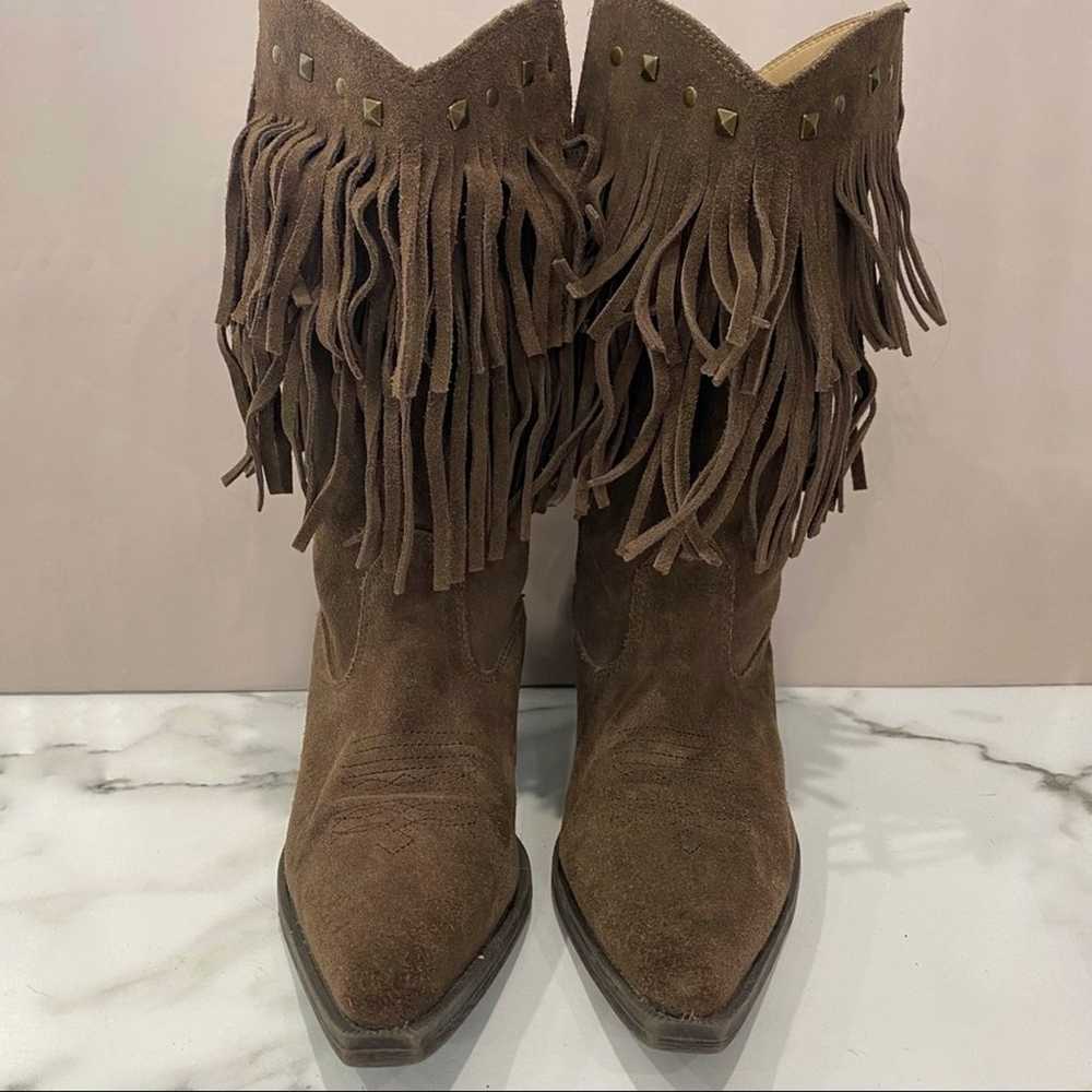 ROPER SHORT STUFF Brown Fringe Faux Suede Brown c… - image 12