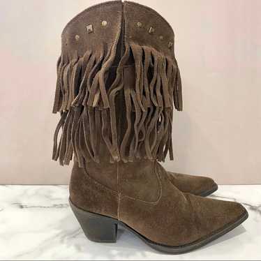 ROPER SHORT STUFF Brown Fringe Faux Suede Brown c… - image 1