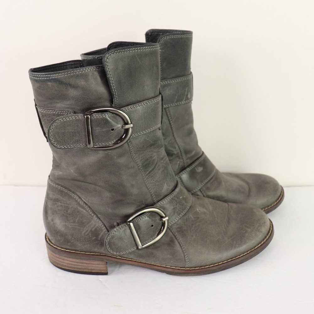 Paul Green Emerson Moto Boots Gray Leather Combat… - image 1