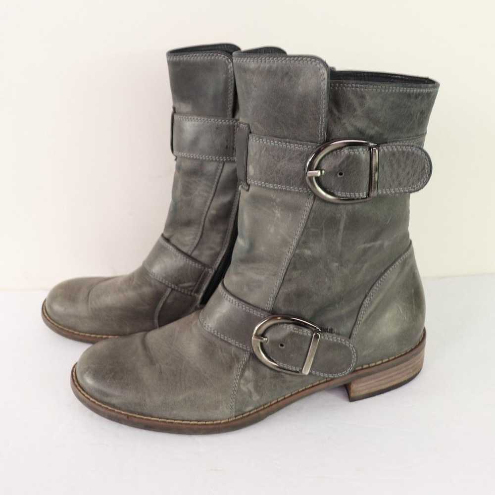 Paul Green Emerson Moto Boots Gray Leather Combat… - image 2