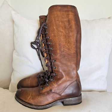 Rare Frye Melissa Cognac Brown Lace Up Riding Cam… - image 1