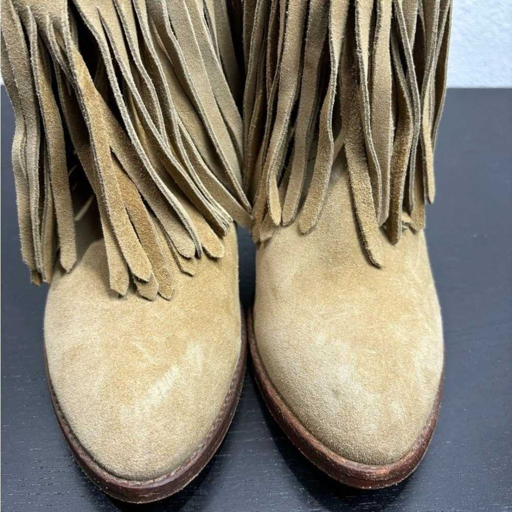 FRYE LIana Size 6.5 Fringe Tan Suede Leather Cowg… - image 11