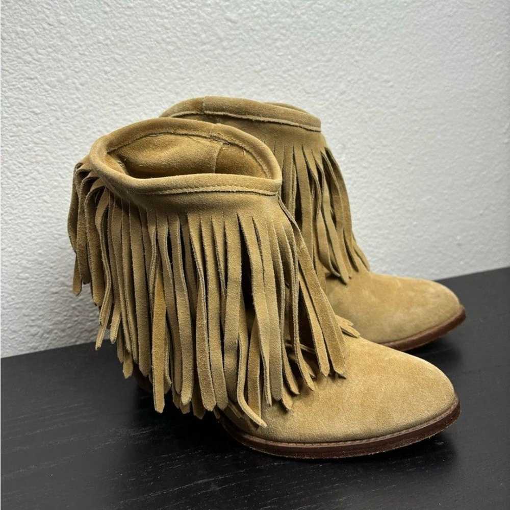 FRYE LIana Size 6.5 Fringe Tan Suede Leather Cowg… - image 2