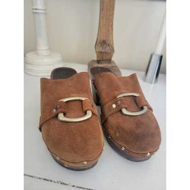 Juicy Couture Clogs Vintage Brown Leather Hippy 70