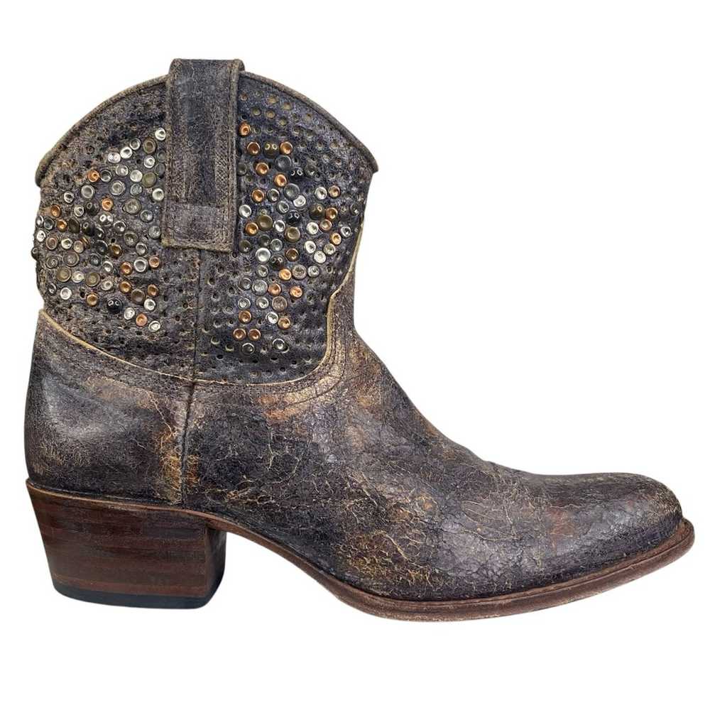 Frye Women’s Deborah Brown Distressed Studded Wes… - image 1